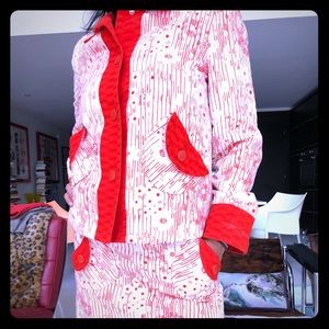 MARC JACOBS red white textured suit jacket sz4 New